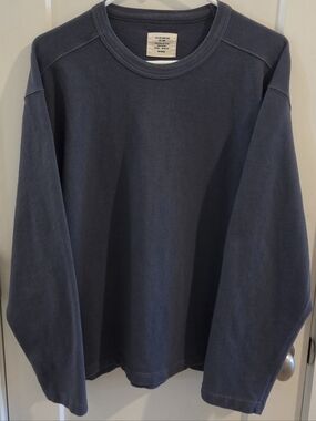 Buck Mason Field-Spec Rugby Crew Shirt - Navy Blue - Size Large - 100% Cotton